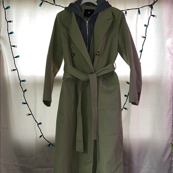 7 For All Mankind Jackets & Blazers - 7 For All Mankind Olive Trench Coat